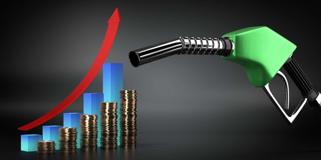 A graph representing the rise of diesel prices 