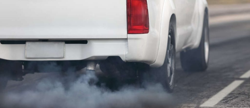A heavily polluting diesel pickup truck that could benefit from both DEF and DPF