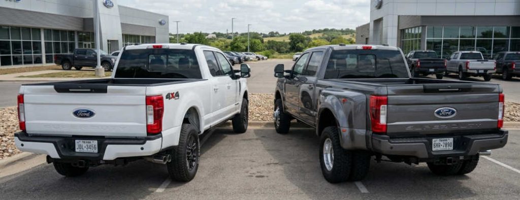 A single wheel axle vs a double wheel axle pickup truck