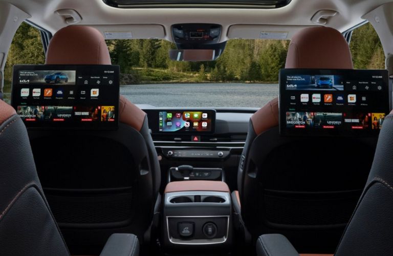 rear seat entertainment and inside view of the 2026 Kia Carnival MPV