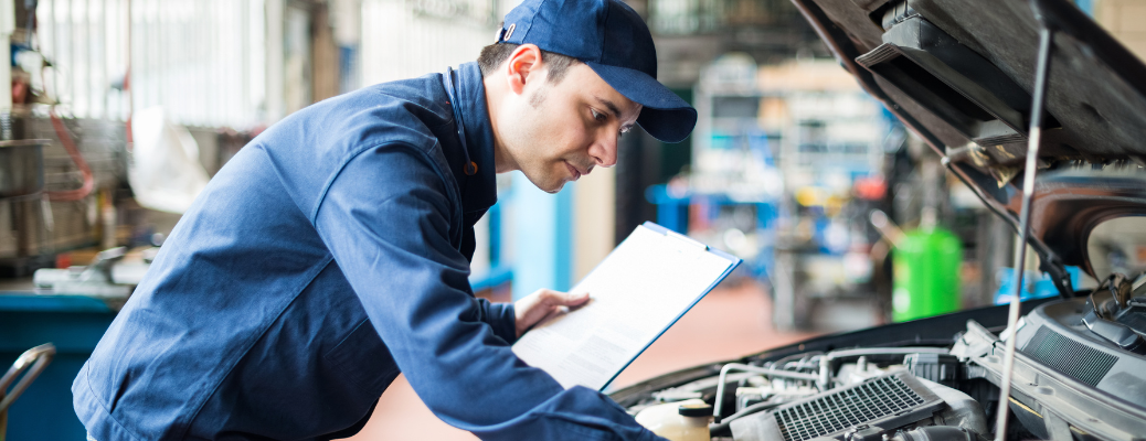 Mechanic checking the engine