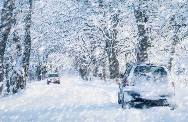 vehicle in a snow storm