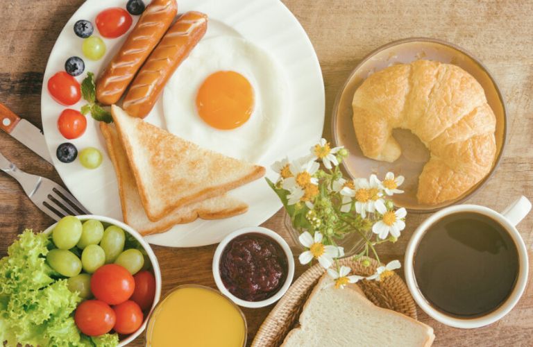 View of a large breakfast