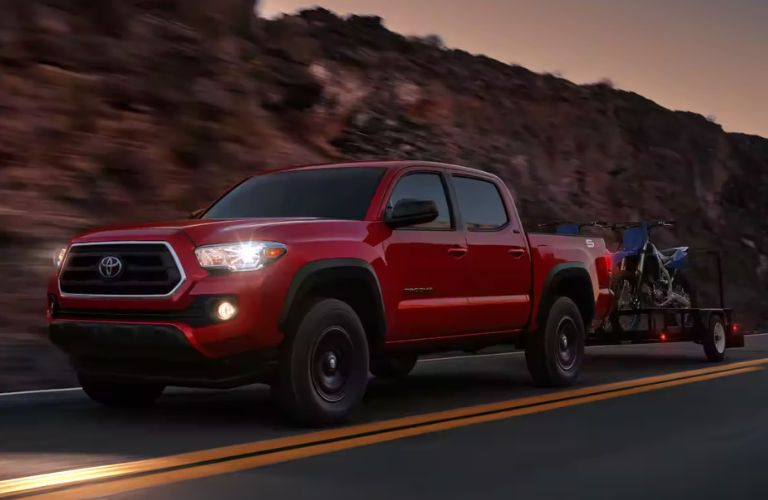 2023 Toyota Tacoma towing two bikes