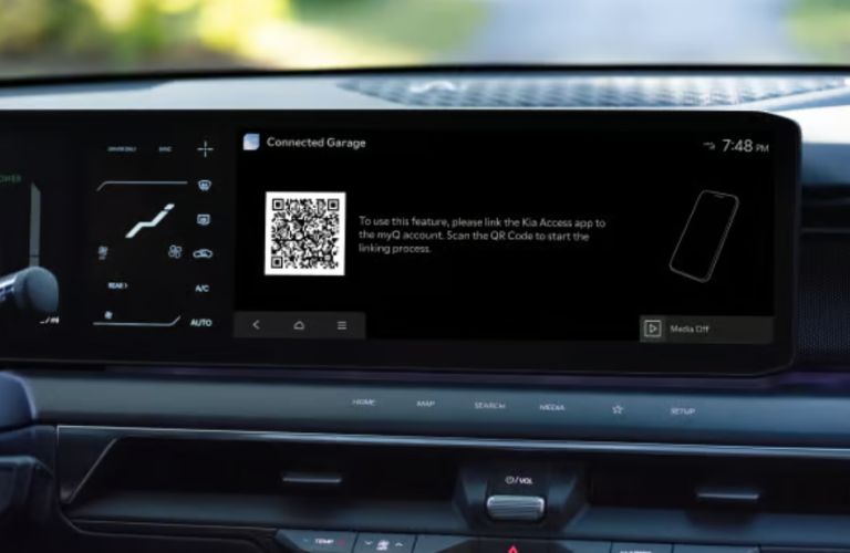 Kia myQ Connected Garage scanner on a Kia's infotainment screen