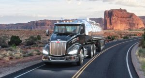 peterbilt 579 on the highway