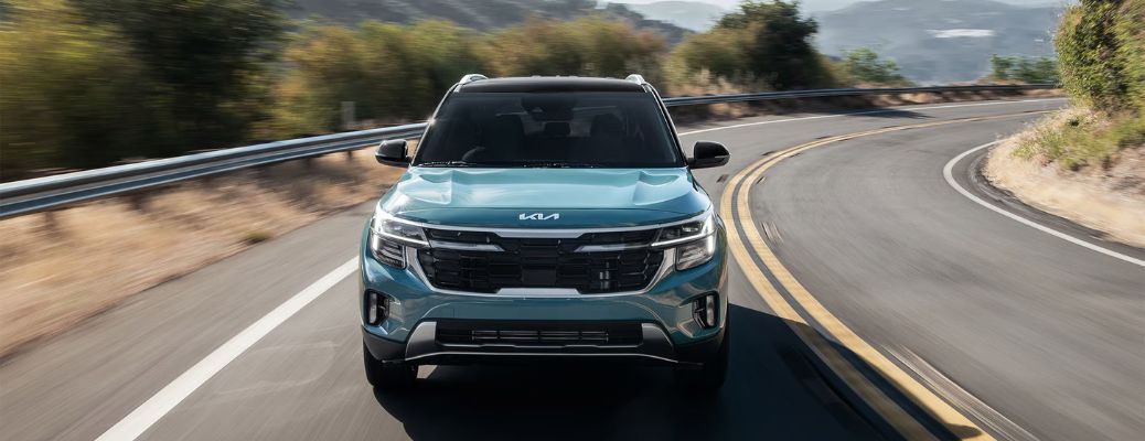 2026 Kia Seltos Blue on the road