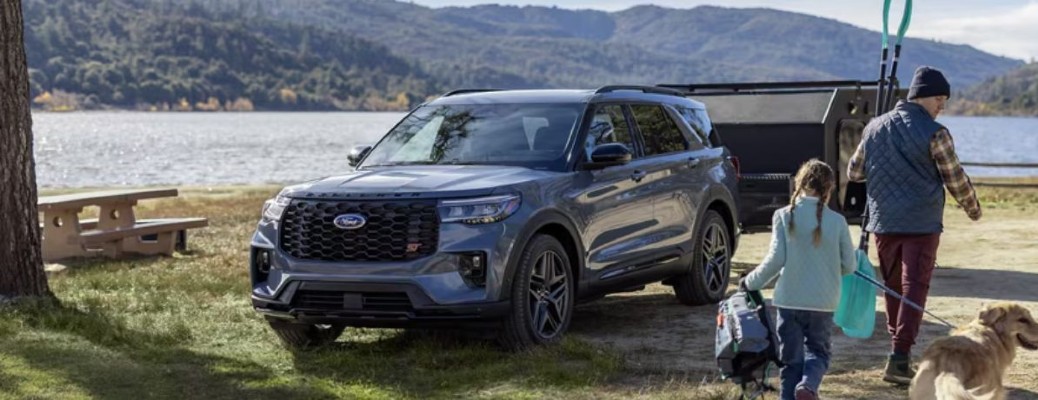 2025 Ford Explorer with a family at a lake