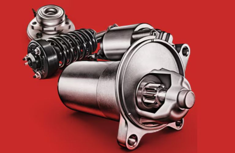 a Motorcraft part for a Ford car on a red background