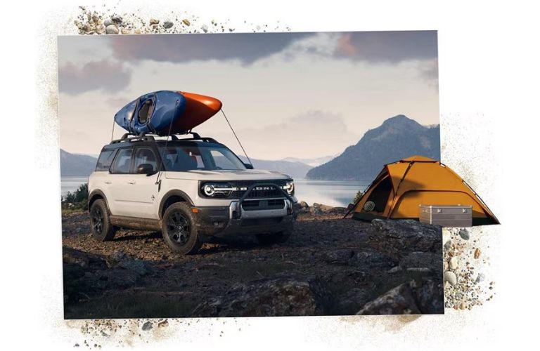 a Ford Bronco Sport with a kayak carrier