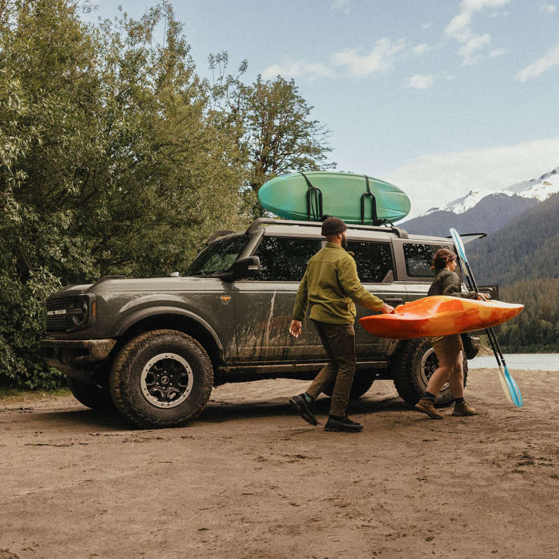 A 2026 Ford Bronco loaded up with gear to go off-roading to a kayaking site