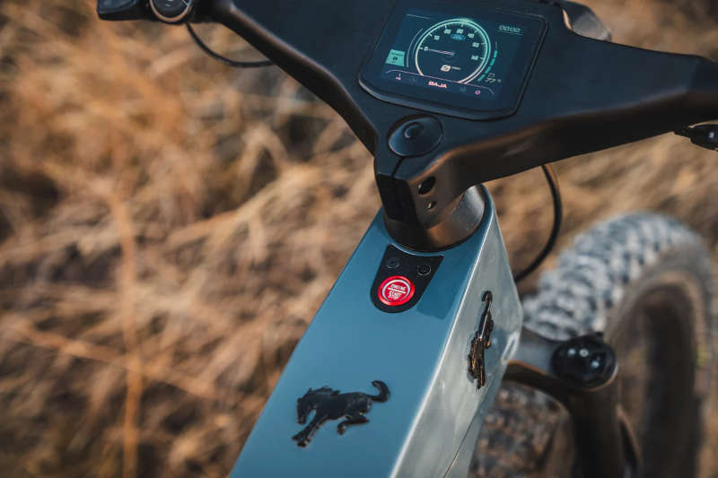 The handlebars and digital readout on the Ford Bronco E-Bike