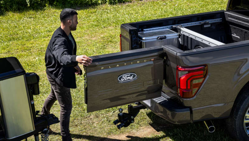 The Ford F-150 equipped with the FlexGate, which has multiple configurations perfect for tailgating at the big game