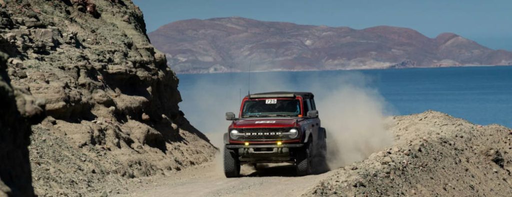 The Ford Bronco racing in the Baja 1000