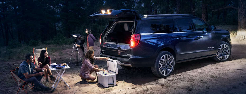 A family camping in their 2026 Ford Expedition Platinum