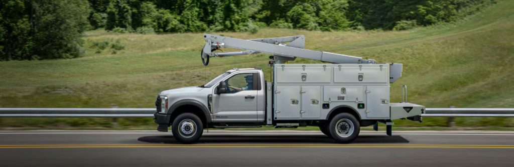 A Ford commercial truck with a service body