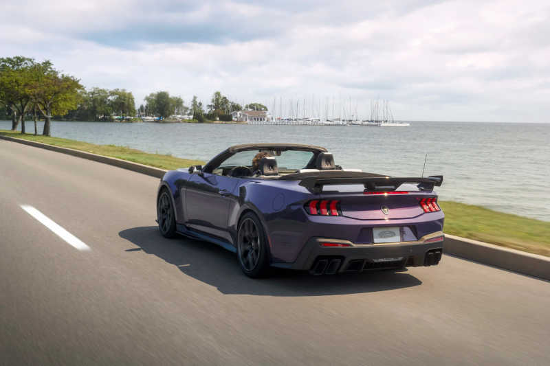A rear exterior view of the 2027 Dark Horse SC Convertible