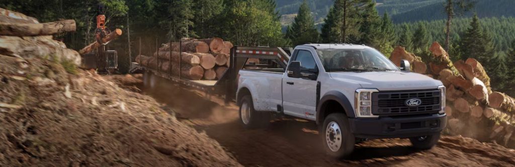 a fleet vehicle at a forestry work site