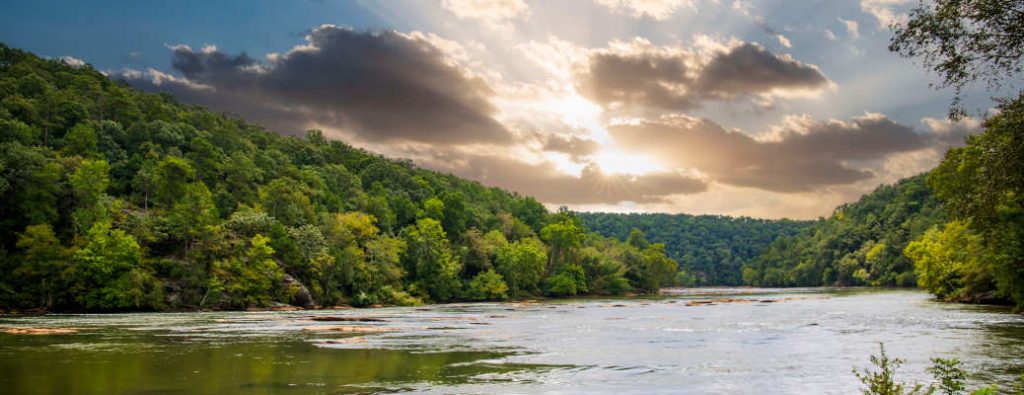 A view of the Chattahoochie River, one of the Top 5 Autumn Scenic Drives in North Georgia