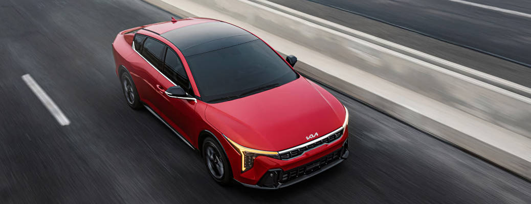 A front quarter top-down exterior view of the 2025 Kia K4