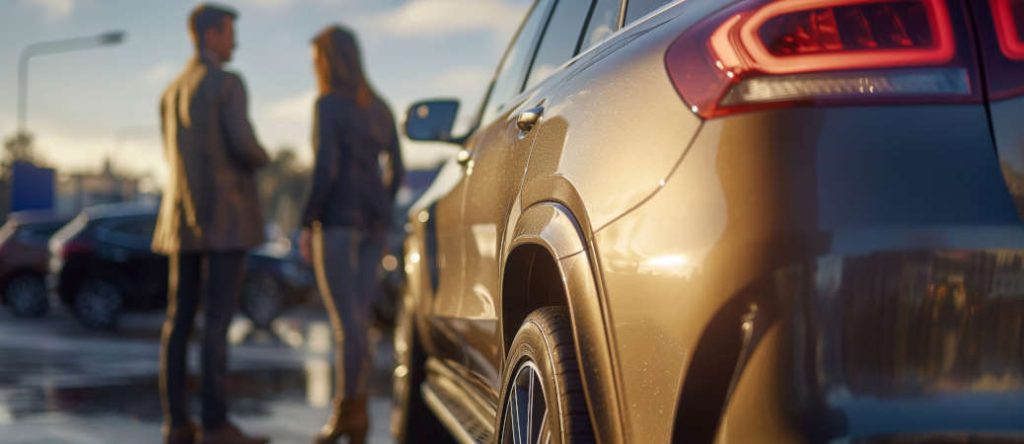 People looking at used cars in Edmonton with CARFAX reports