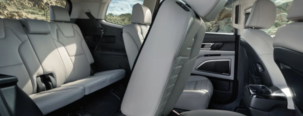 side view of 3 rows in a car