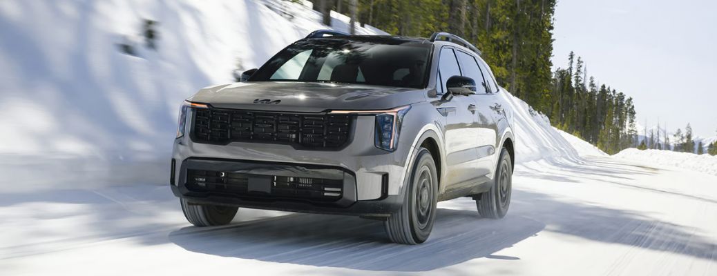 front view of the 2026 Kia Sorento in snow