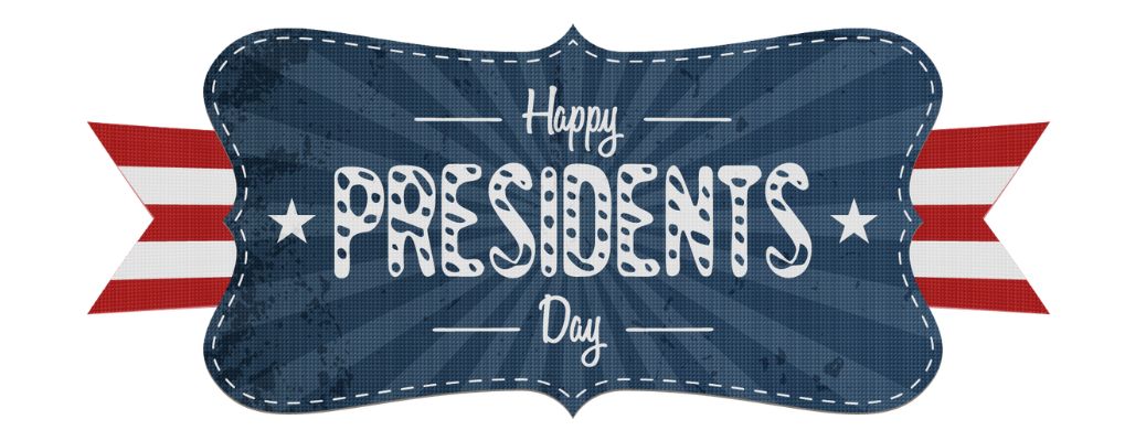 Happy Presidents Day written on a blue background