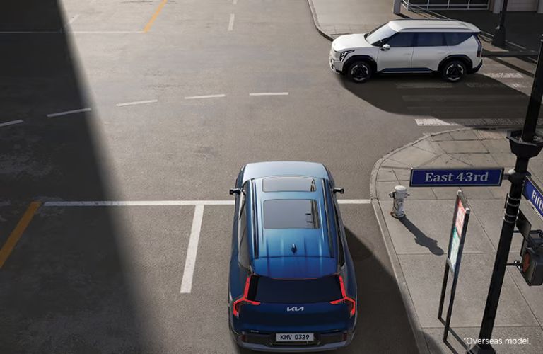 2026 Kia EV9 Blue on the road