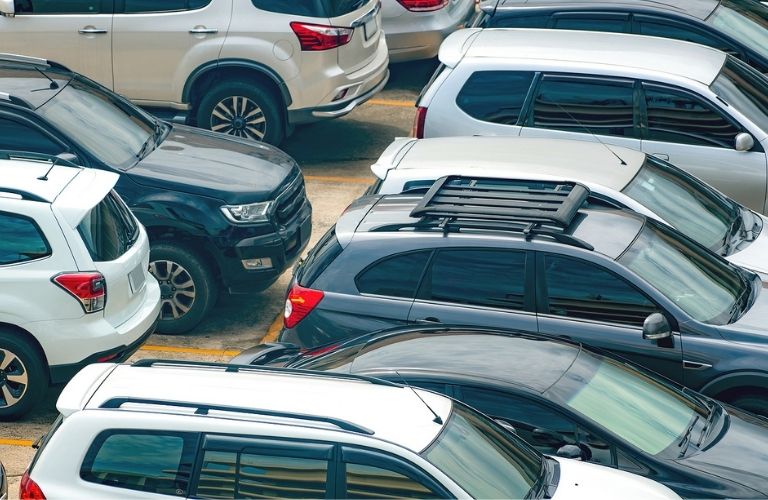 Used vehicles at a dealership