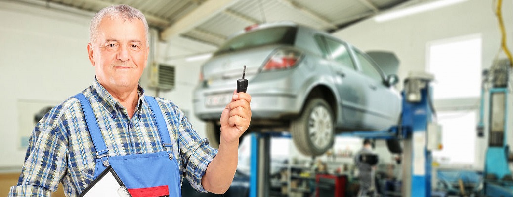 Technician standing at a service center