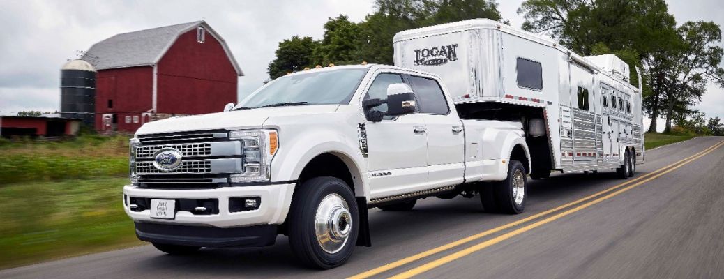 2017 Ford F-450 Super Duty Platinum Crew Cab towing a trailer