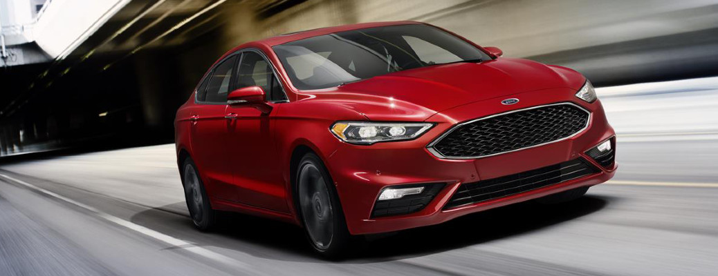2017 Ford Fusion front view on a road
