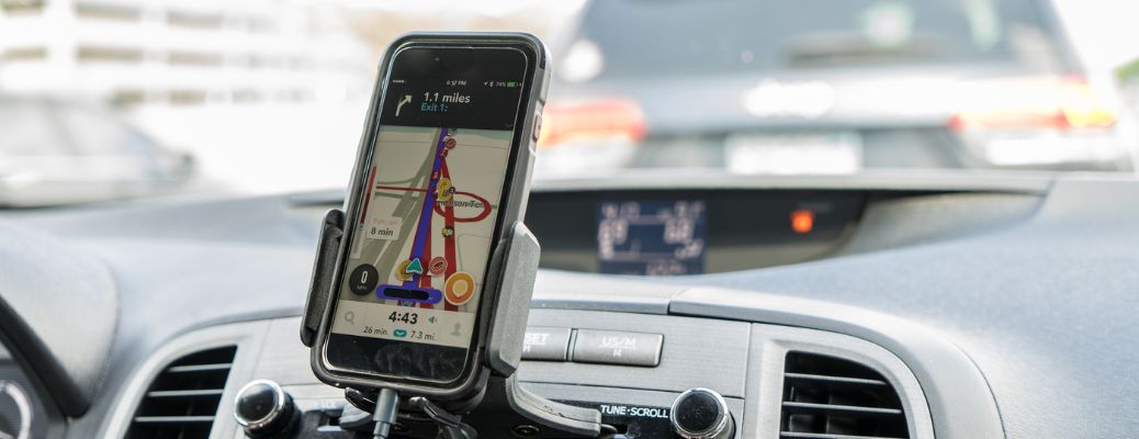 a phone in a vehicle being charged