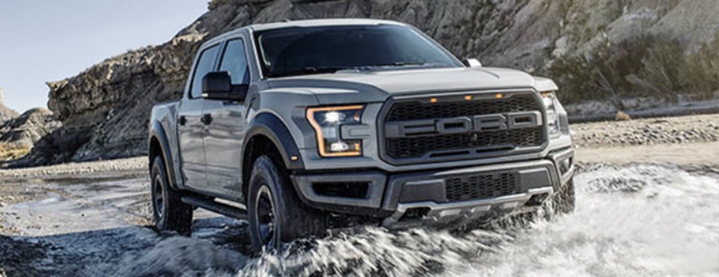 2017 Ford F-150 Raptor driving in water