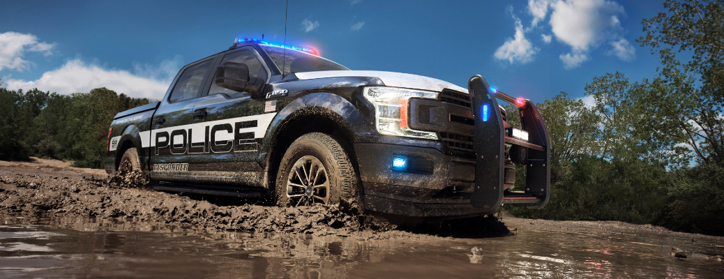 Ford F-150 police responder pickup truck front and side view