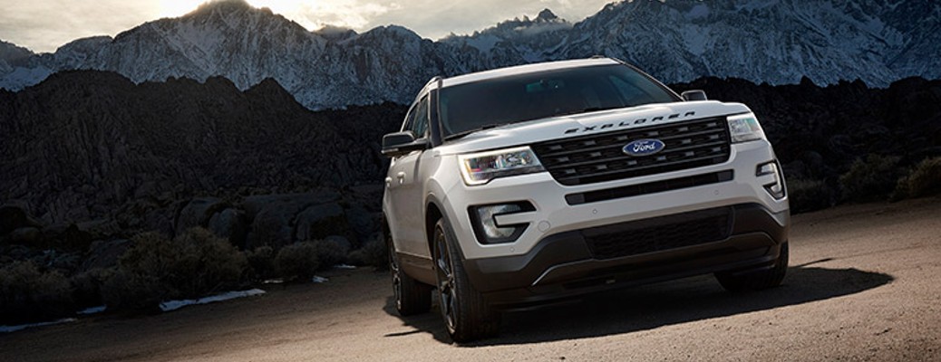 2017 Ford Explorer front view by mountains