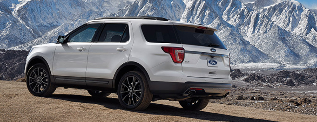 2017 Ford Explorer rear view on a mountain road