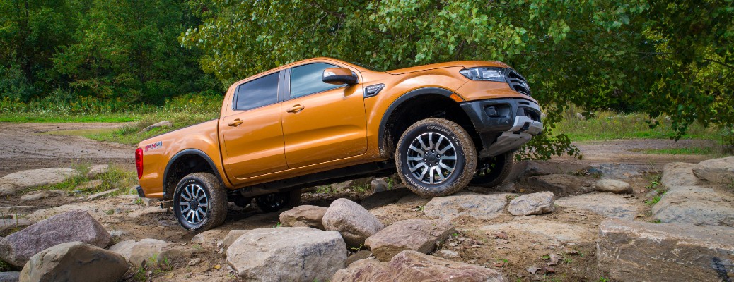 2019 Ford Ranger driving on rocks