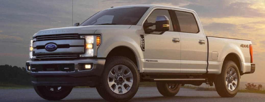 2018 Ford Super Duty truck side view white paint