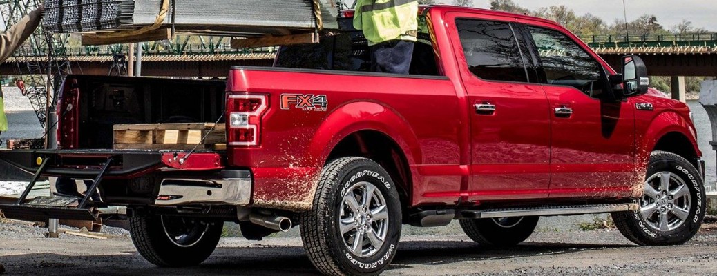 2019 Ford F-150 side view in red