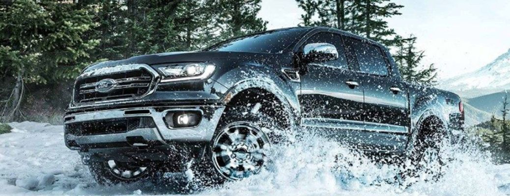 2019 Ford Ranger driving in deep snow