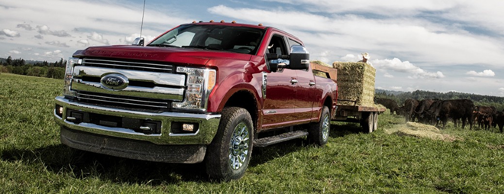 2019 Ford F-250 Super Duty towing in a field