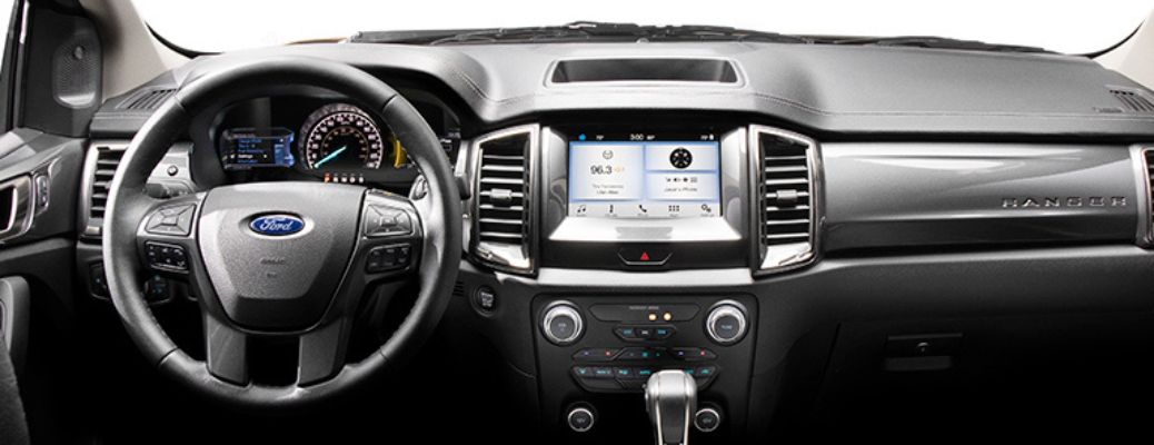 steering wheel and display screen in Ford Ranger