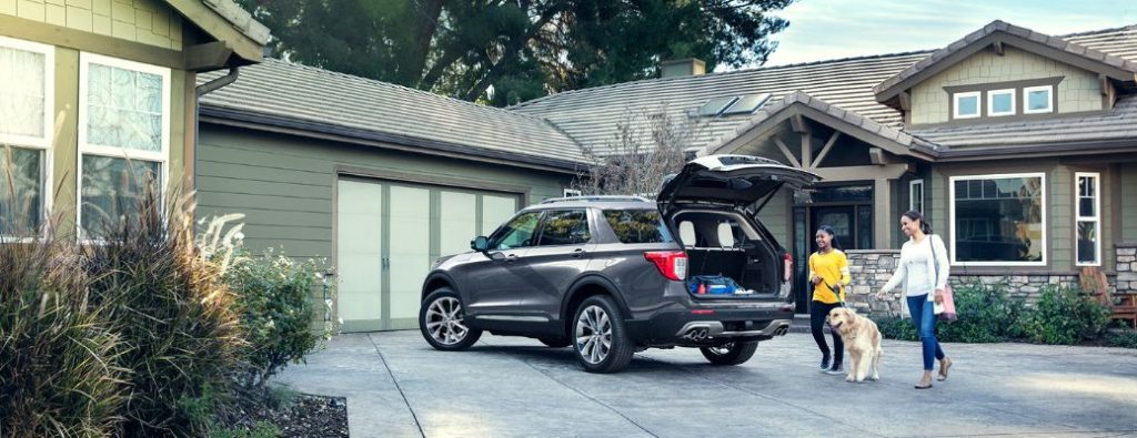 2020 Ford Explorer with rear cargo door open