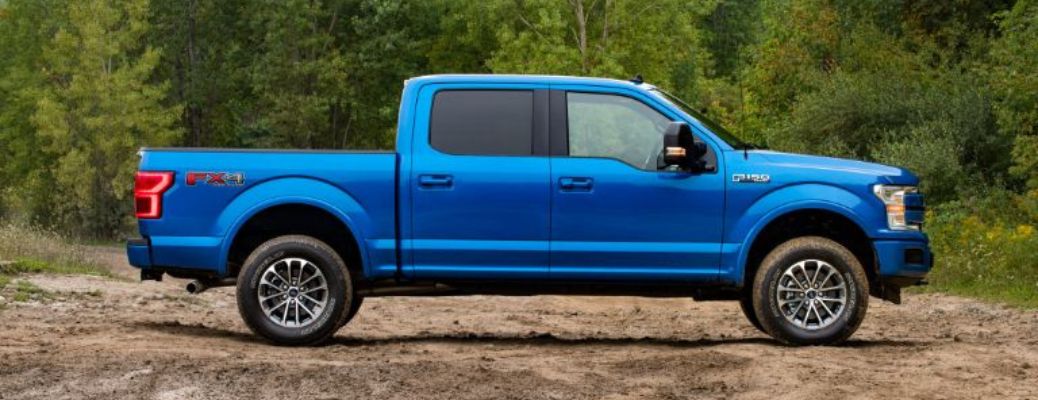 2019 Ford F-150 side view with blue paint