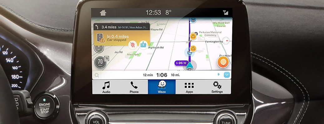 a Waze navigation screen with a map display