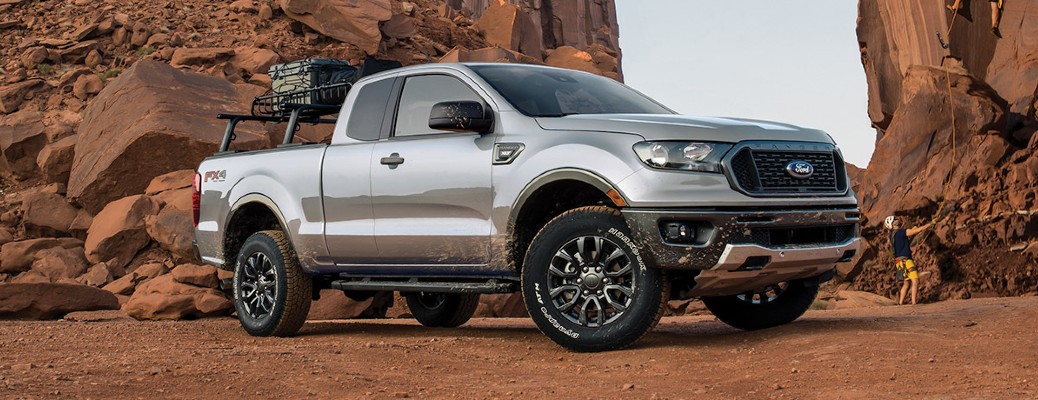 2020 Ford Ranger front and side view on red sand