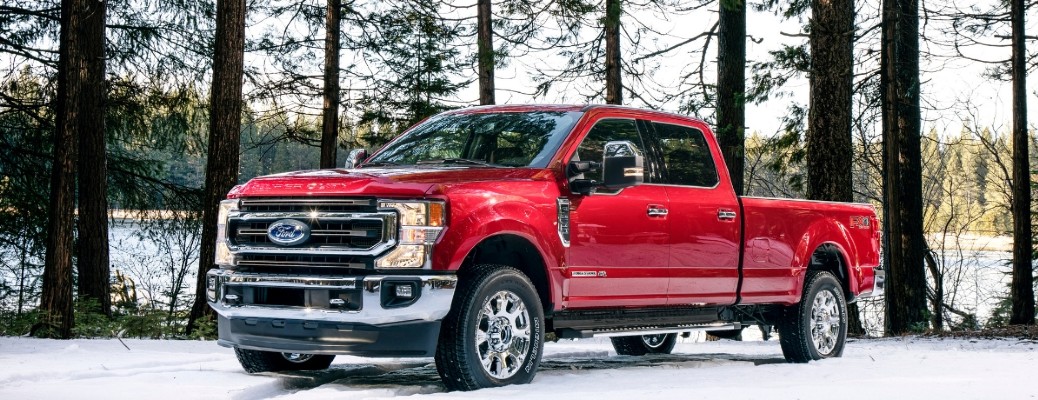 2020 Ford F-250 Super Duty parked in a forest