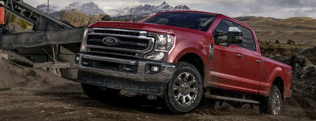 2020 Ford F-250 truck on an incline